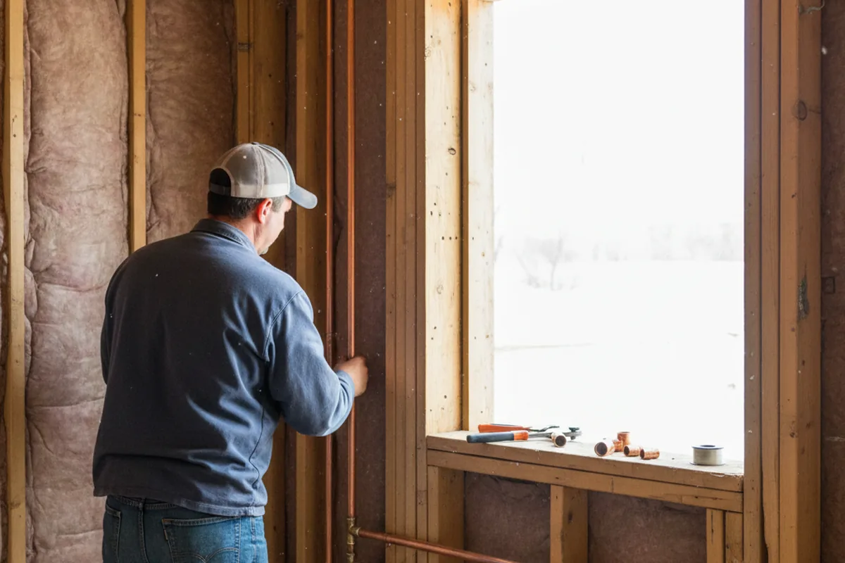 Licensed plumber running new copper supply lines in a Pottsville home