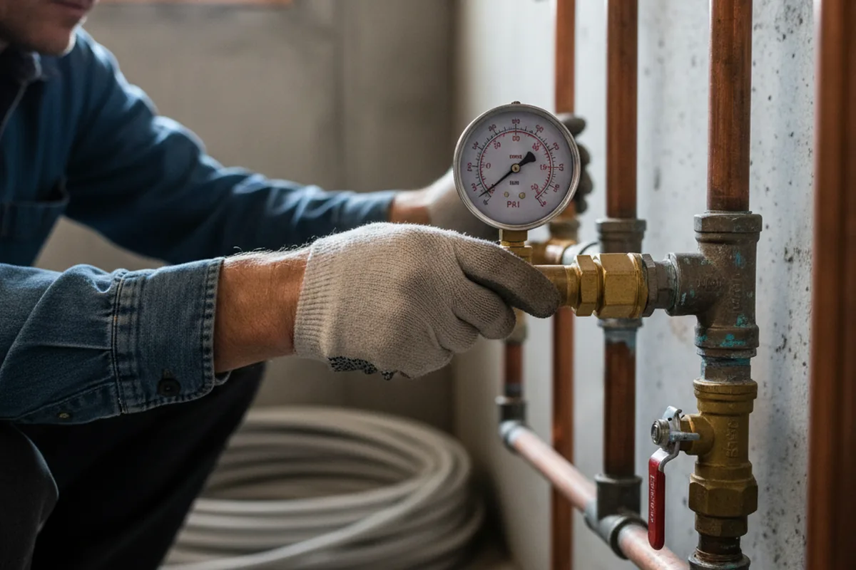 Pressure testing a repaired line during Water Line Repair in Pottsville
